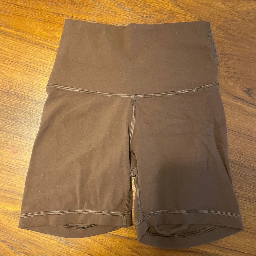 Aritzia Brown Bike Shorts High-Waisted Compression